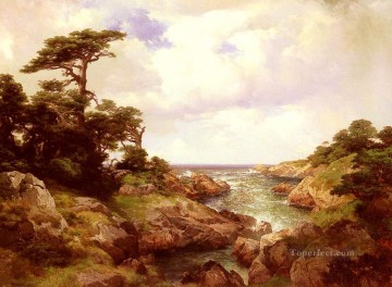 モントレー海岸の風景トーマス モラン川 Oil Paintings
